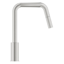GROHE Eurosmart 30619DC0 Einhand-Spültischbatterie, herausziehbare Dual-Spülbrause, hoher Auslauf, 1/2", Edelstahl-Optik - Supersteel