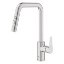 GROHE Eurosmart 30619DC0 Einhand-Spültischbatterie, herausziehbare Dual-Spülbrause, hoher Auslauf, 1/2", Edelstahl-Optik - Supersteel