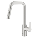 GROHE Eurosmart 30619DC0 Einhand-Spültischbatterie, herausziehbare Dual-Spülbrause, hoher Auslauf, 1/2", Edelstahl-Optik - Supersteel