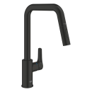 GROHE Eurosmart 306192430 Einhand-Spültischbatterie, herausziehbare Dual-Spülbrause, hoher Auslauf, 1/2", Edelstahl-Optik - Schwarz - Matt Black