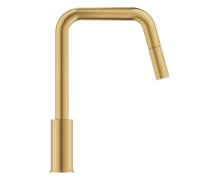 GROHE Eurosmart 30619GN0 Einhand-Spültischbatterie, herausziehbare Dual-Spülbrause, hoher Auslauf, 1/2", Gold - Cool Sunrise gebürstet
