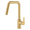GROHE Eurosmart 30619GN0 Einhand-Spültischbatterie, herausziehbare Dual-Spülbrause, hoher Auslauf, 1/2", Gold - Cool Sunrise gebürstet