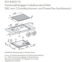Miele Induktionskochfeld KM 8463 FX - 592 x 492 mm - flächenbündig