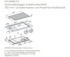 Miele Induktionskochfeld KM 8483 FX - 752 x 492 mm - flächenbündig