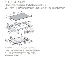 Miele Induktionskochfeld KM 8483 FX GLAS - 752 x 492 mm - flächenbündig