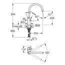 GROHE Eurosmart Cosmopolitan 3284320E Einhand-Spültischbatterie, hoher Auslauf, wassersparend, 1/2" Chrom