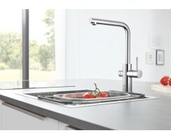 GROHE 31539000 Blue Home Trinkwasserarmatur, ausziehbar, Starter Kit, L-Auslauf, chrom (Vorführgerät)