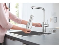 GROHE 31539000 Blue Home Trinkwasserarmatur, ausziehbar, Starter Kit, L-Auslauf, chrom (Vorführgerät)