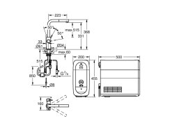 GROHE 31539000 Blue Home Trinkwasserarmatur, ausziehbar, Starter Kit, L-Auslauf, chrom (Vorführgerät)