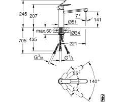 GROHE Eurosmart Cosmopolitan 30194000 Niederdruck,...