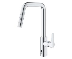 GROHE Eurosmart 1012350000 Einhand-Spültischbatterie, herausziehbar, hoher Auslauf, 1/2", Chrom