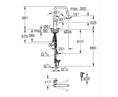 GROHE Eurosmart 1012350000 Einhand-Spültischbatterie, herausziehbar, hoher Auslauf, 1/2", Chrom
