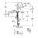 GROHE Eurosmart 1012350000 Einhand-Spültischbatterie, herausziehbar, hoher Auslauf, 1/2", Chrom