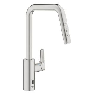 GROHE Eurosmart 101235DC00 Einhand-Spültischbatterie, herausziehbar, hoher Auslauf, 1/2", Supersteel