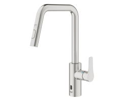GROHE Eurosmart 101235DC00 Einhand-Spültischbatterie, herausziehbar, hoher Auslauf, 1/2", Supersteel