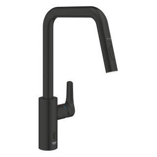 GROHE Eurosmart 1012352430 Einhand-Spültischbatterie, herausziehbar, hoher Auslauf, 1/2", Schwarz
