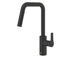 GROHE Eurosmart 1012352430 Einhand-Spültischbatterie, herausziehbar, hoher Auslauf, 1/2", Schwarz