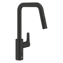 GROHE Eurosmart 1012352430 Einhand-Spültischbatterie, herausziehbar, hoher Auslauf, 1/2", Schwarz