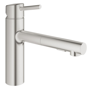 GROHE Concetto 30273DC1 Einhand-Spültischbatterie, herausziehbar, mittelhoher Auslauf, DN 15, Supersteel