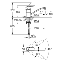 GROHE Eurosmart Cosmopolitan 31170000 Vor-Fenster-Montage, Einhand-Spültischbatterie, niedriger Auslauf, DN 15, Chrom