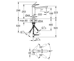 GROHE BauEdge 31696000 Einhand-Spültischbatterie, mittelhoher Auslauf, 1/2" Chrom
