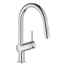 GROHE Minta 32321002 Einhand-Spültischbatterie, herausziehbare Dual-Spülbrause, hoher Auslauf, 1/2", Chrom