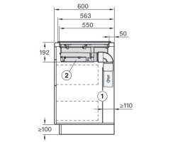 Miele Kochfeld mit Wrasenabzug KMDA 5649 FR - 626 x 526 mm