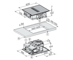 Miele Kochfeld mit Wrasenabzug KMDA 5649 FR - 626 x 526 mm