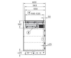Miele Kochfeld mit Wrasenabzug KMDA 5649 FR - 626 x 526 mm