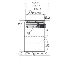 Miele Kochfeld mit Wrasenabzug KMDA 5649 FR - 626 x 526 mm