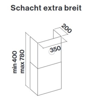 mit Schacht Wand - extra breit Edelstahl 101316 (nicht bei Verwendung mit Umluftbox)